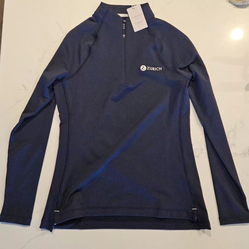 NWT Peter Millar Women’s Navy Small Quarter Zip Pullover with Zurich Logo